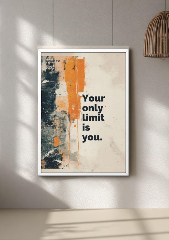 Graffiti Wall Art Print, Orange Motivational Quote, Modern Office Decor