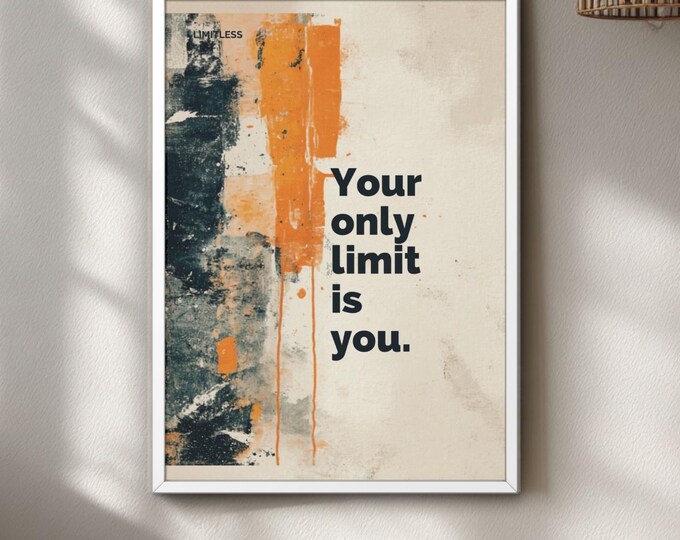 Graffiti Wall Art Print, Orange Motivational Quote, Modern Office Decor
