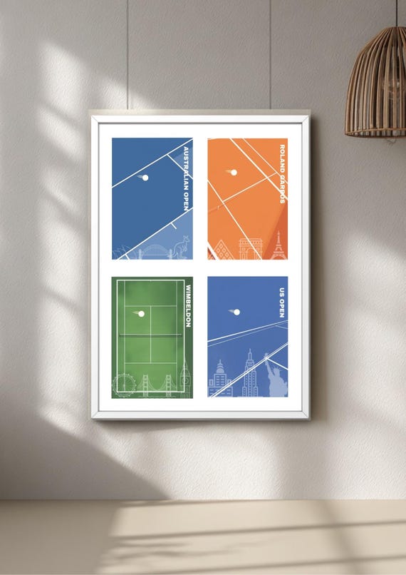 Tennis Prints Set, Modern Wall Art, Color Sports Decor