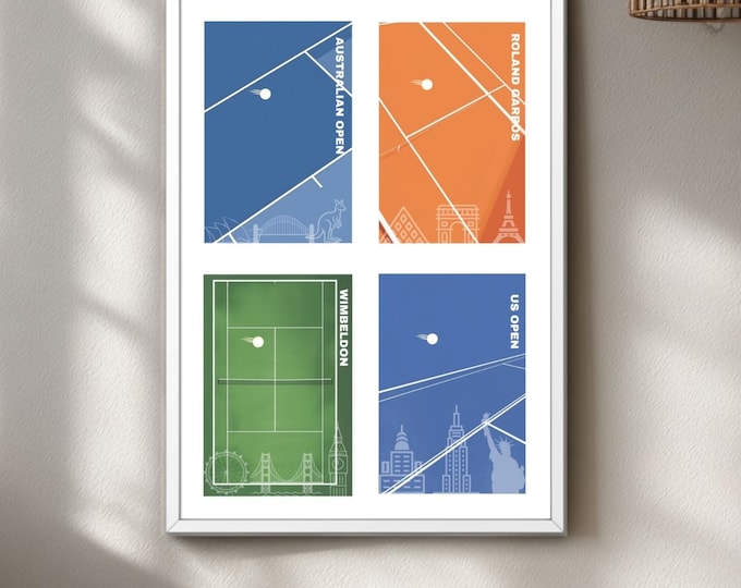 Tennis Prints Set, Modern Wall Art, Color Sports Decor