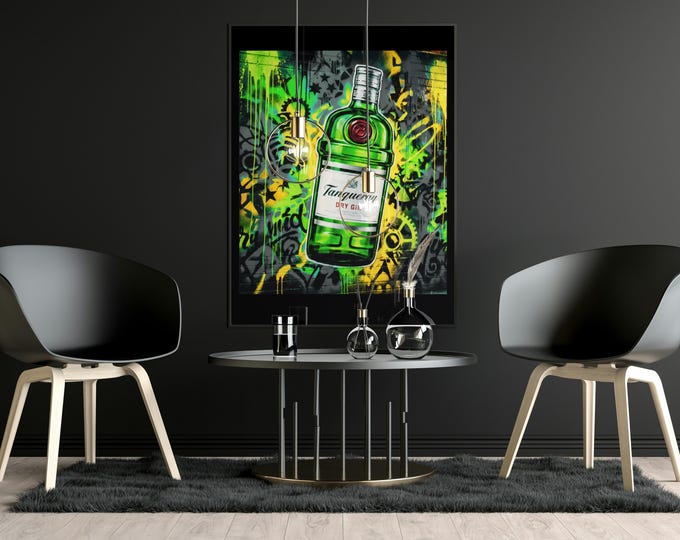 Tanqueray gin art Print: Green Urban Bar Decor Street Art Poster