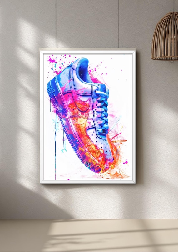 Graffiti Sneaker Print | Colour Gradient Street Art, Urban Wall Decor