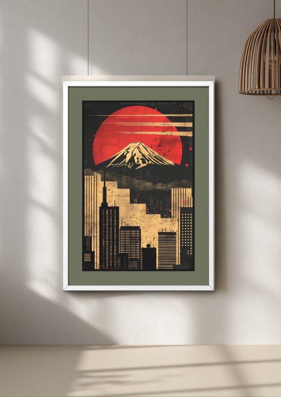 Tokyo Art Deco Print – Mount Fuji & Cityscape Wall Art
