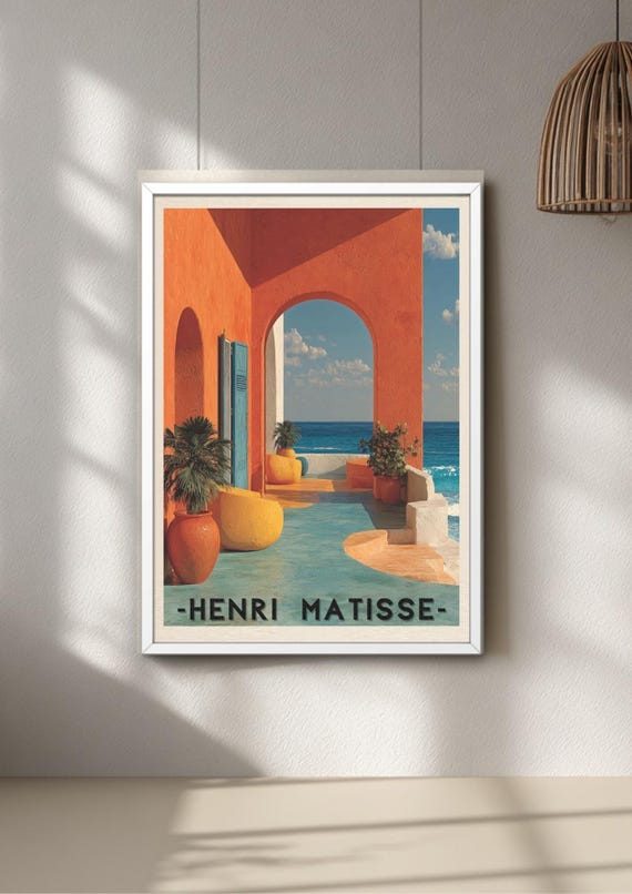 Matisse poster, sea view art, bright patio wall decor