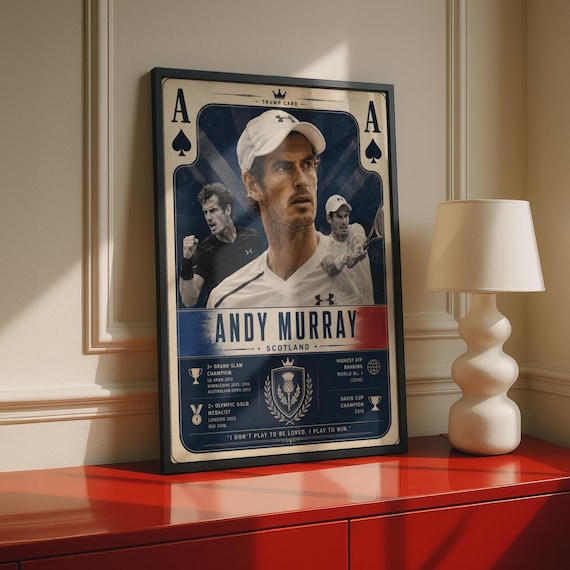 Andy Murray Tennis Art Print, Scotland Tribute, Sports Wall Decor, Grand Slam Champion Poster