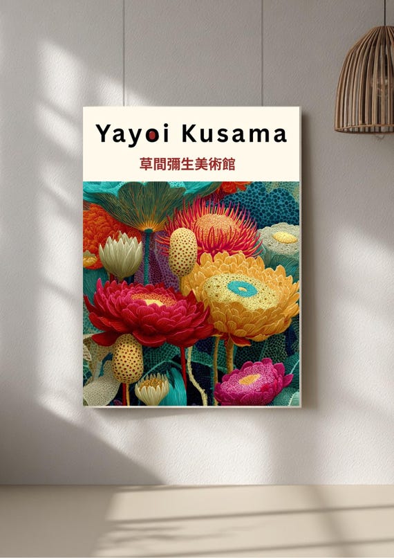 Yayoi Kusama Print - Home Wall Decor as Abstract Yayoi Kusama Poster - Japanese Wall Art - Yayoi Kusama Inspired Japanese Gallery Wall Art