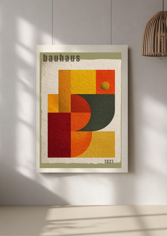 Bauhaus poster geometric artwork, minimalist decor, modern wall print