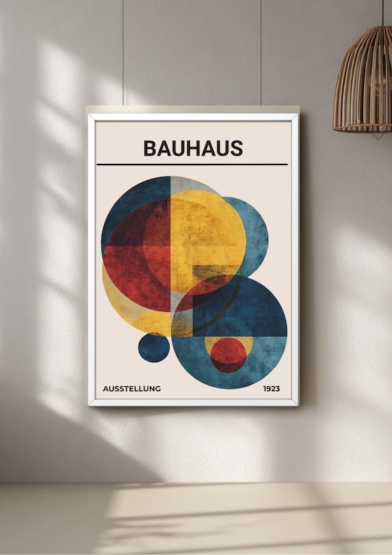 Bauhaus poster geometric artwork, minimalist decor, modern wall print