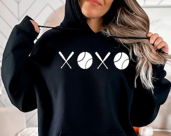 Baseball For Woman Hoodie, XOXO Hoodie, Baseball Mom, Baseball Gift For Her, Baseball Gift Hoodies, Sport Hoodie, Baseball Sweatshirt