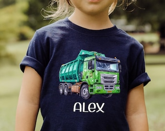 Personalized Garbage Truck Toddler Shirt, Custom Birthday Garbage Truck Kids Shirt, Custom Trash Truck Kids Name Shirt