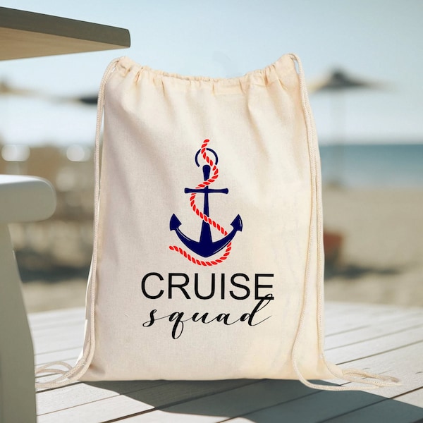 Cruise Squad Backpack, Cruise Drawstring Backpack, Cruise Squad Bag, Beach Backpack, Custom Cruise Squad Bag, Family Matching Cruise Bags