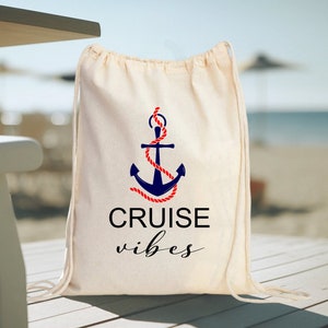 Cruise Vibes Tote Bag, Cruise Squad Party Favor Bags, Ocean Cruise Vacation Giveaway Bags, Bachelorette Party Bag, Cruise Family Backpack