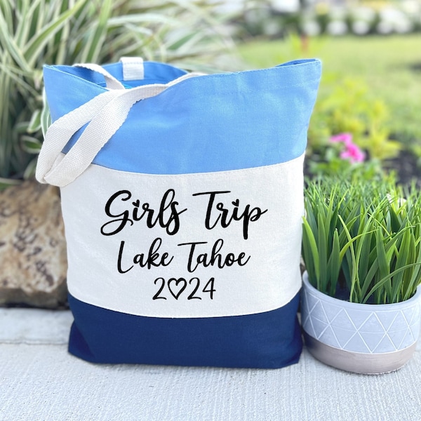 Custom Girls Trip Tote Bag, Lake Tahoe 2024 Tote Bag, Girls Trip Gift, Lake Tahoe Souvenir Gift, Girls Vacation Gift, Road Trip Gift