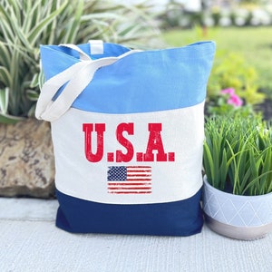 USA Flag Tote Bag, Happy 4th of July Tote Bag, Patriotic Gift Tote Bag, Independence Day, Memorial Day