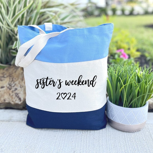 Sisters Weekend 2024 Tote Bag, Sisters Vacation Tote Bag, Travel Bag, Gift For Sisters, Mothers Day Gift, Sisters Trip Gift, Girls Trip Gift