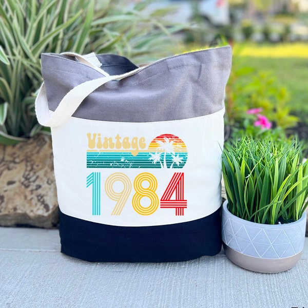 40th Birthday Tote Bag, 40th Birthday Gift, Birthday Party Gift, Vintage 1984 Tote Bag, Born In 1984, Gift For Woman, Gift For Friends