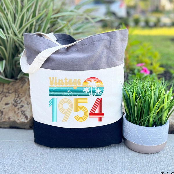 70th Birthday Tote Bag, 70th Birthday Gift, Birthday Party Gift, Vintage 1954 Tote Bag, Born In 1954, Gift For Woman, Gift For Grandma