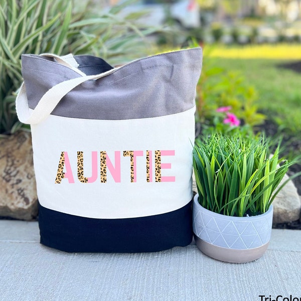 Auntie Canvas Tote Bag, Leopard Auntie Tote Bag, Auntie Gift Bag, Best Ever Auntie Bag, Gift For Auntie, Mothers Day Gift, New Auntie Gift