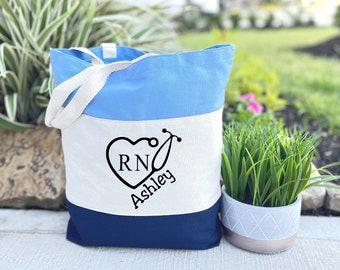Tote Bag for Nurse, Nurse Gift, RN Tote Bag, Personalized Tote Bag, Nurse Tote Bag, RN Gift, Gift for Nursing Assistant, RN, Canvas Tote Bag