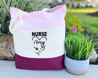 Personalized Nurse Tote Bag, Nurse Tote Bag, Gift for Nurse, Nurse Week Gift, Nurse Graduation Gift, RN Gift, LPN, CNA, Nursing Student Gift