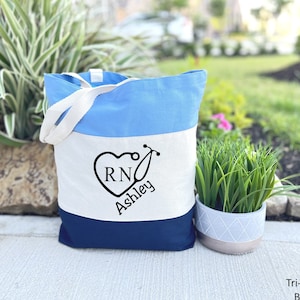 Tote Bag for Nurse, Nurse Gift, RN Tote Bag, Personalized Tote Bag, Nurse Tote Bag, RN Gift, Gift for Nursing Assistant, RN, Canvas Tote Bag image 1
