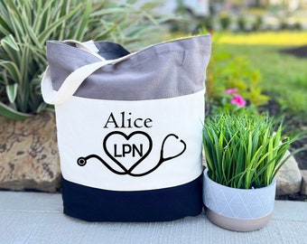 Nurse Gift, Nurse Tote Bag, LPN Tote Bag, Gift for Nurse, Personalized Tote Bag, Nurse Graduation Gift, LPN Gift, Gift for Nursing Student