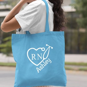Tote Bag for Nurse, Nurse Gift, RN Tote Bag, Personalized Tote Bag, Nurse Tote Bag, RN Gift, Gift for Nursing Assistant, RN, Canvas Tote Bag image 6