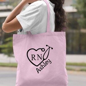 Tote Bag for Nurse, Nurse Gift, RN Tote Bag, Personalized Tote Bag, Nurse Tote Bag, RN Gift, Gift for Nursing Assistant, RN, Canvas Tote Bag image 9