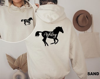 Personalized Horse Hoodies, Horse Lover Gift, Horse Hoodie, Custom Horse Name Tee, Horse Sweatshirt, Cute Horse Shirt, Equestrian Gift