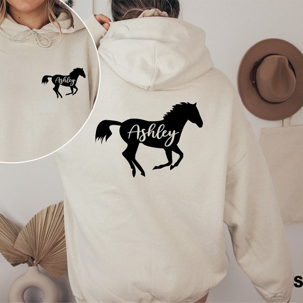 Personalized Horse Hoodies, Horse Lover Gift, Horse Hoodie, Custom Horse Name Tee, Horse Sweatshirt, Cute Horse Shirt, Equestrian Gift