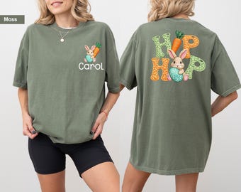 Custom Easter Shirt, Comfort Colors® Bunny Hip Hop Tee, Personalized Name Easter T-Shirt