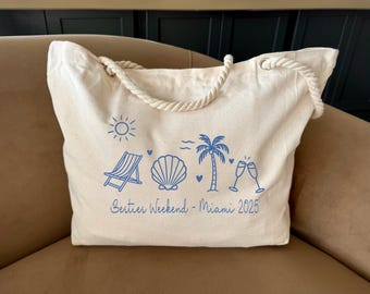 Custom Besties Weekend Tote, Personalized Besties Trip Bag, Bachelorette Beach Bag, Girls Trip Gift, BFF Travel Gift, Best Friends Trip Tote
