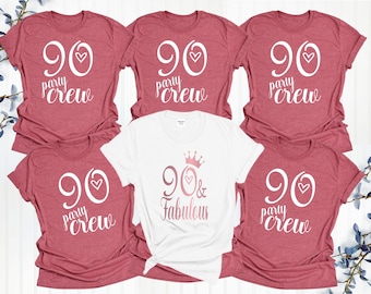 90th Birthday Gift for Women, 90th Birthday Gift, 90th Birthday Shirt, 90th Birthday Party Crew, Party Outfit, Gift for Turning 90