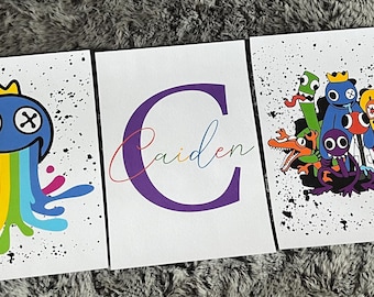 Set of 3 A4 A3 rainbow friends prints