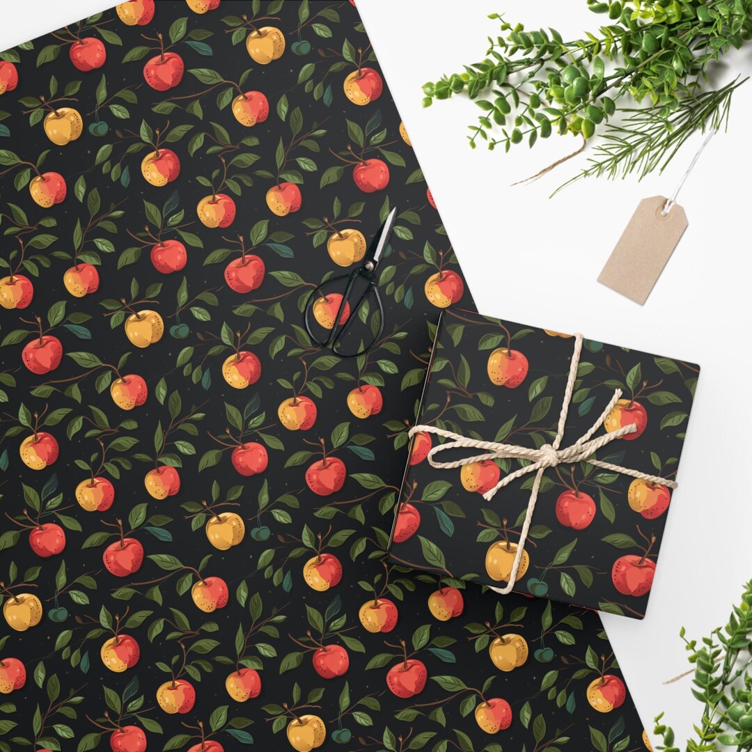 Luxury Stylized Apple Gift Wrap Contemporary Etsy