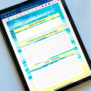 Digital Gratitude Journal || Mindfulness planner, For anxiety, Daily affirmation, Goodnotes template, Morning routine