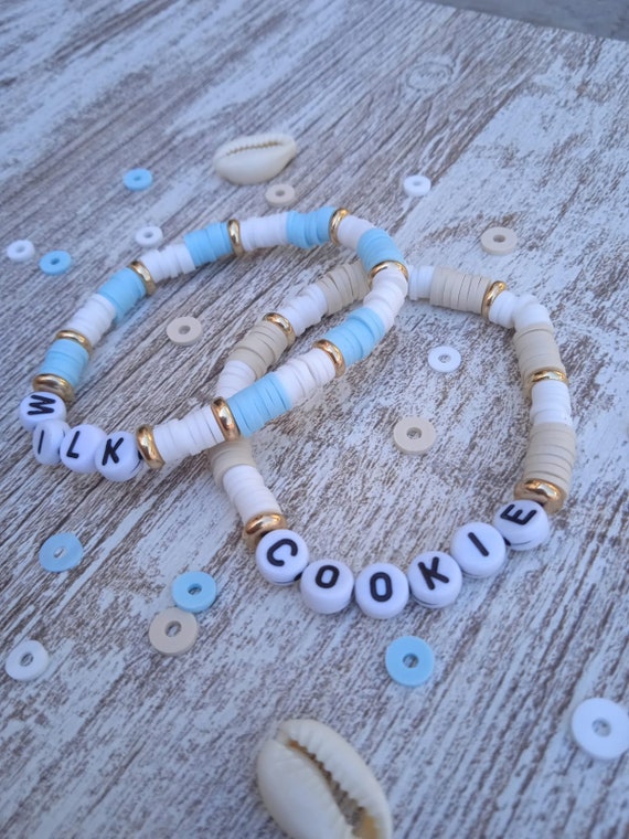 Preppy Milk and Cookie Matching Best Friend Clay Beaded Bracelets