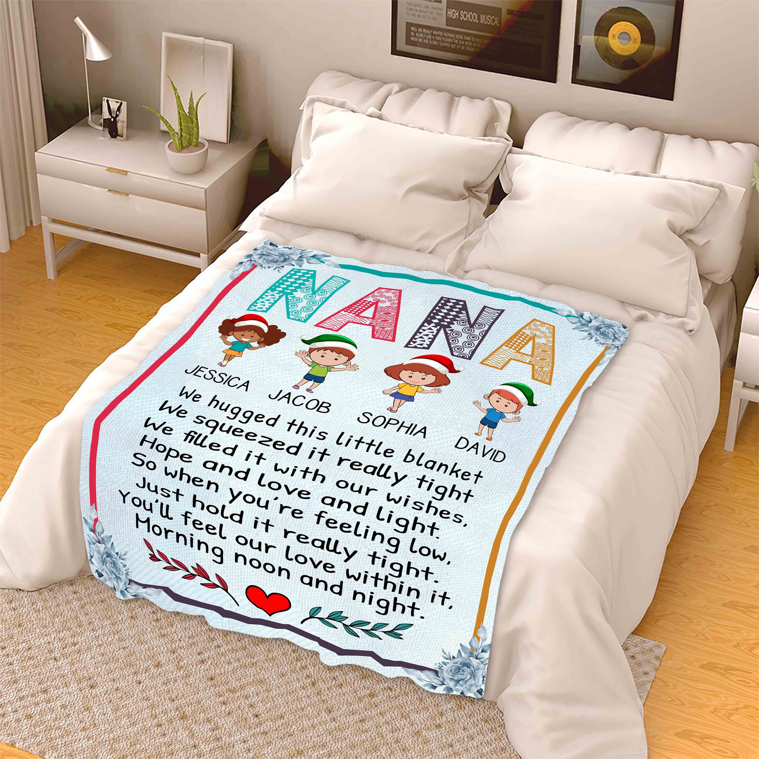Personalized Blanket For Nana With Grandkids Name, 45 OFF