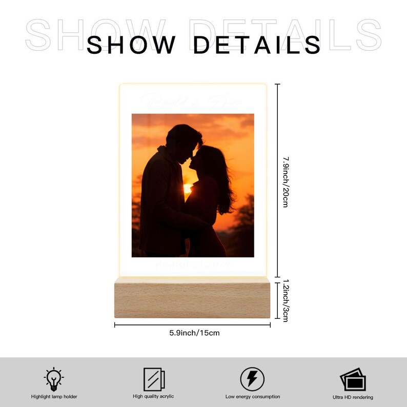 Custom Couple Photo Acrylic Plaque Printed With Stand, Anniversary Gift ...