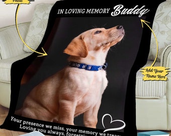 In Loving Memory Of Pet Loss Blanket Dog Cat Memorial Blanket Pet Photo Blanket Bereavement Memorial Gifts Fleece Blanket For Dog Dad Mom