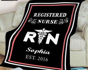 Personalized RN Blanket, Custom Nurse Day Gifts, Gift For Nurse Birthday, Gift For Nurse Friend Colleague, Nursing Student Gift, CNA Life