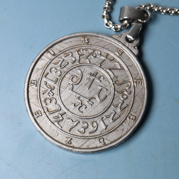 Beelzebub seal necklace, meteorite carved demon seal, meteorite pendant, necklace, gift, shooting star