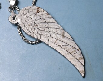 Flügel Glückssteinschnitzerei Meteorit, Meteorit Anhänger, Halskette, Geschenk, Meteor X282