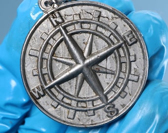 Meteorschnitzkompass, Meteoranhänger, Halskette, Geschenk, Meteor X314