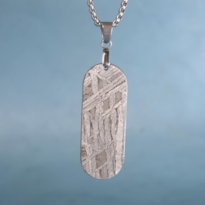 Iron meteorite circular rectangular pendant necklace personalized gift