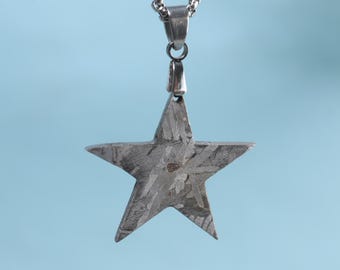 Halskette mit großem Sternanhänger aus Eisenmeteorit, personalisiertes Geschenk X1314