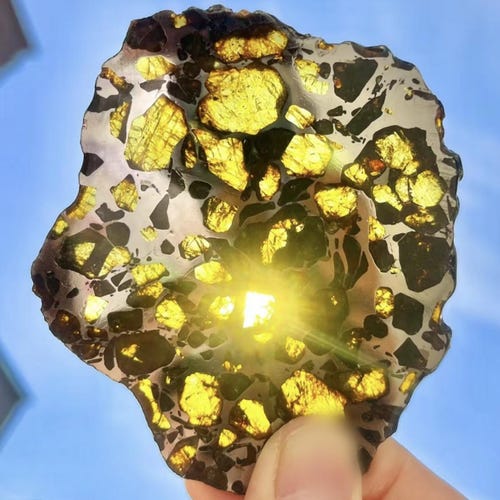 じゃず⭐︎ケニア・セリコパラサイト隕石スライス36.6g 驚愕の一言！最大幅25センチ！ケニア・セリコ産のメガサイズの
