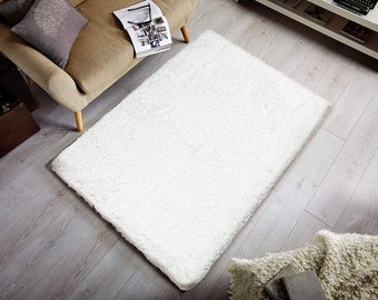 Tapis blanc à poils longs super doux et épais en 100x150 cm (3'3''x4'11'')