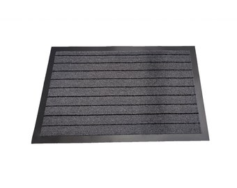 Heavy Duty Antidérapant Dirt Trapper Intérieur Extérieur Entrée Cuisine Tapis Chaussures Grattoir Paillasson en Gris 40 x 60 cm (1'4''x2')