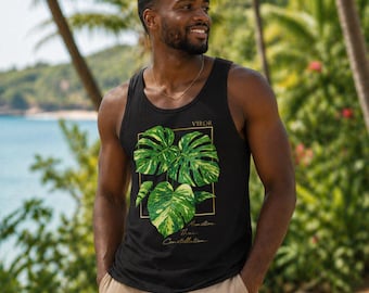 Débardeur Homme Monstera Thai Constellation - Haut Été Coton Premium - Cadeau Plant Lover & Passionnés de Plantes Rares - Style Tropical
